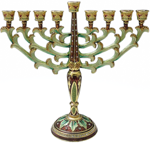 Brown & Green Jeweled Menorah