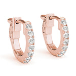 rose gold single row diamond huggie earrings