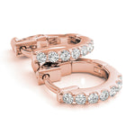 rose gold single row diamond huggie earrings