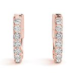 rose gold single row diamond huggie earrings