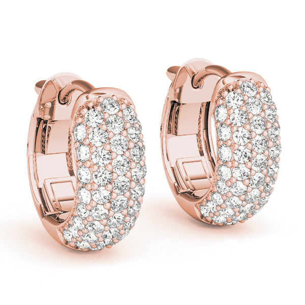 Reverse Set Huggie Hoop Earrings in 18K Rose Gold with Cognac Diamonds,  14mm | David Yurman