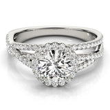 white gold multi row halo engagement ring 