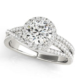 white gold multi row halo engagement ring 