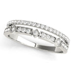 white gold double row diamond stackable ring 