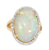 yellow gold opal and diamond ring 