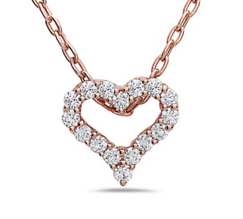 rose gold diamond heart pendant